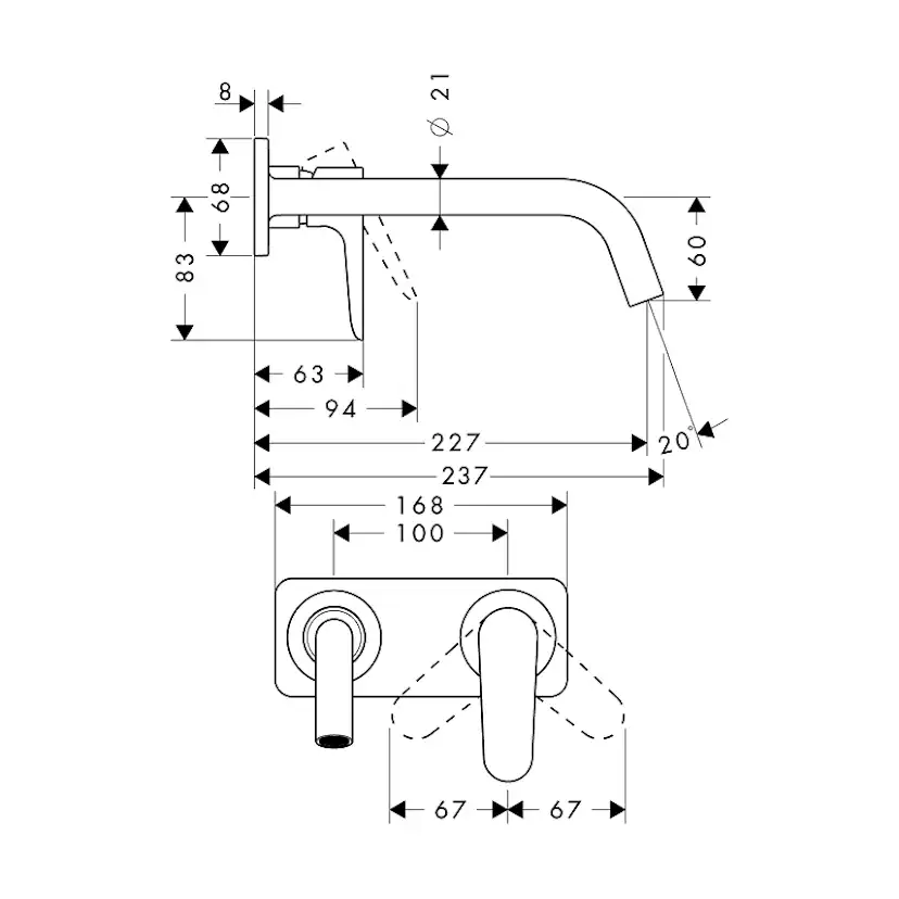 Tvättställsblandare Axor Citterio M för Inbyggnad Med Platta