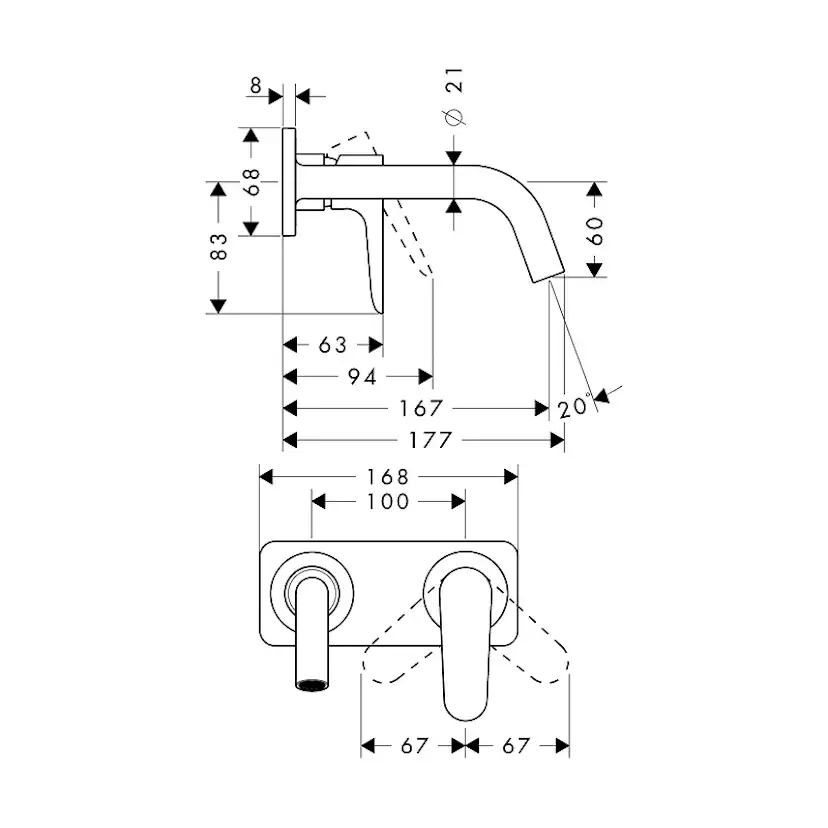 Tvättställsblandare Axor Citterio M för Inbyggnad Med Platta