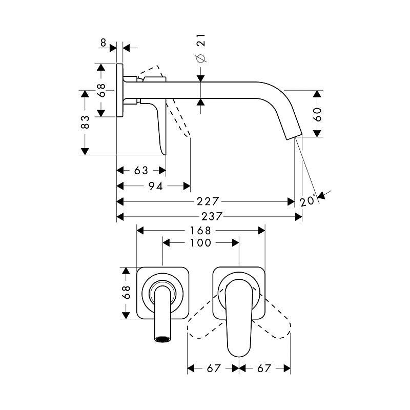 Tvättställsblandare Axor Citterio M för Inbyggnad Utan Platta