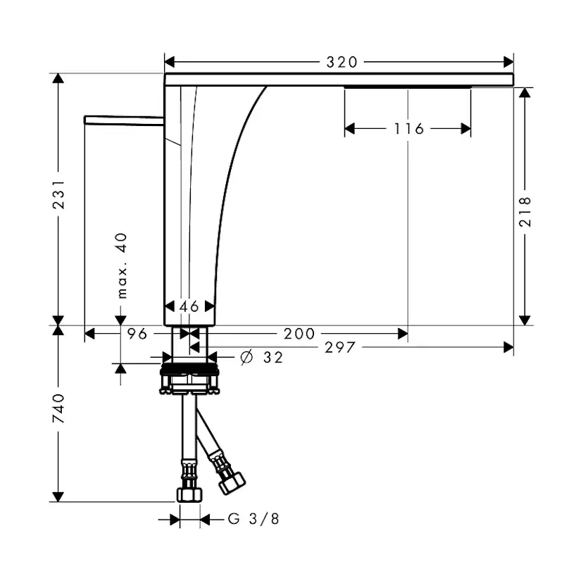 Tvättställsblandare Axor Massaud med Hög Pip