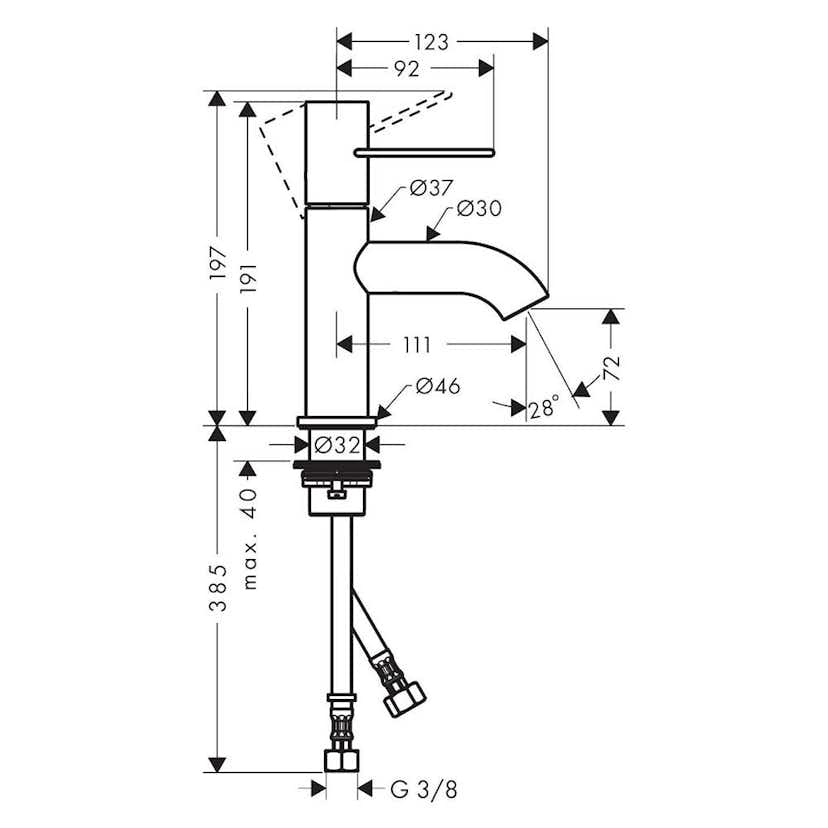 Tvättställsblandare Axor Uno 70