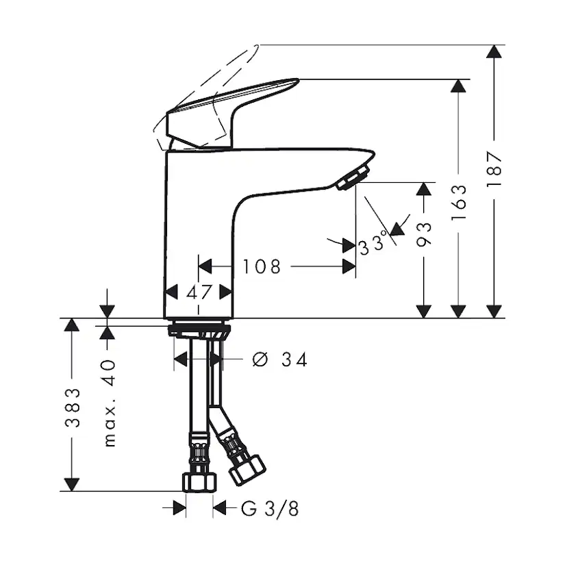 Tvättställsblandare Hansgrohe Logis 100