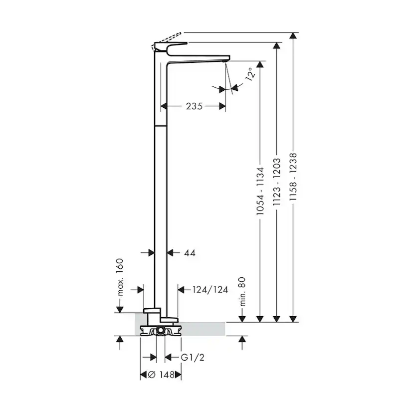 Tvättställsblandare Hansgrohe Metropol 1-grepps för Golvmontage
