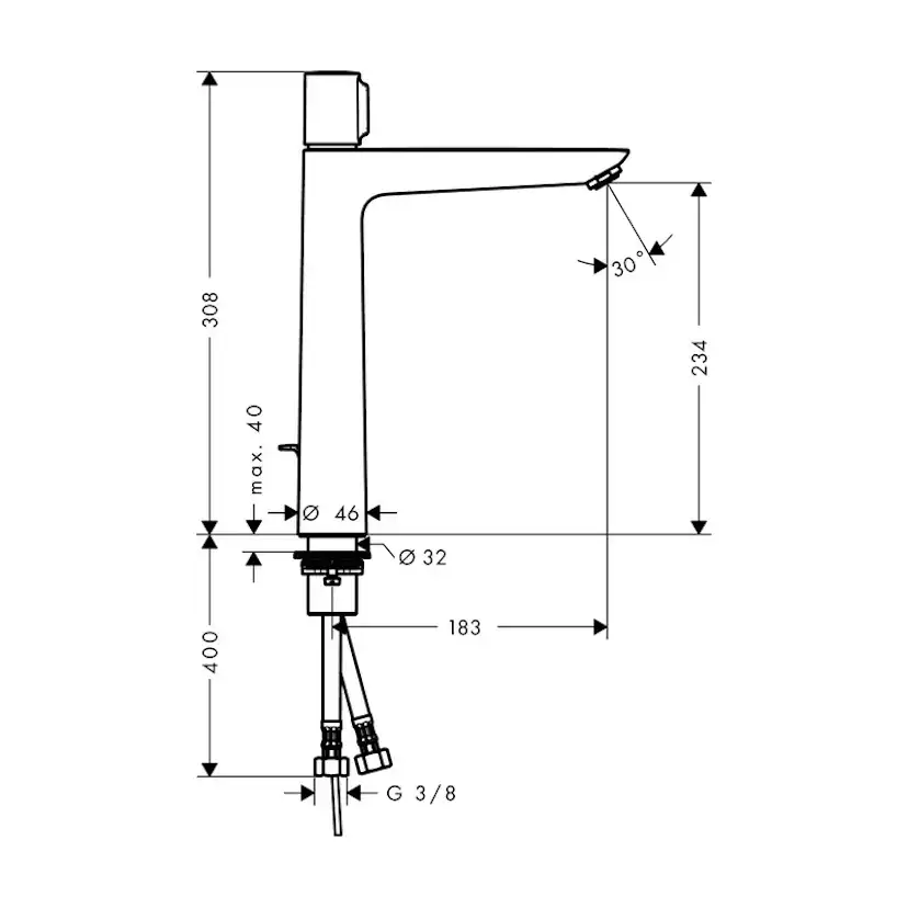 Tvättställsblandare Hansgrohe Talis Select E 240 med Lyftventil