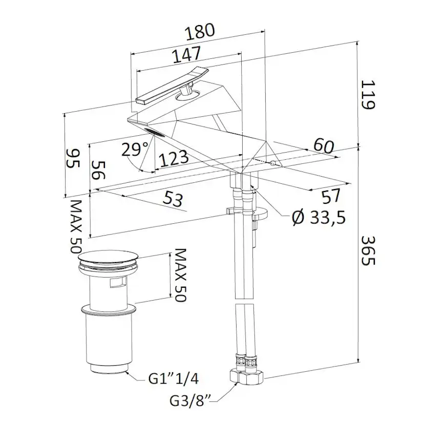 Tvättställsblandare Mariani Panfilo PF375
