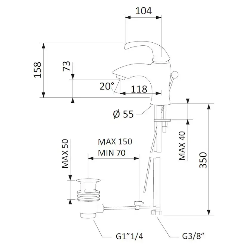Tvättställsblandare Mariani Pluto PN393