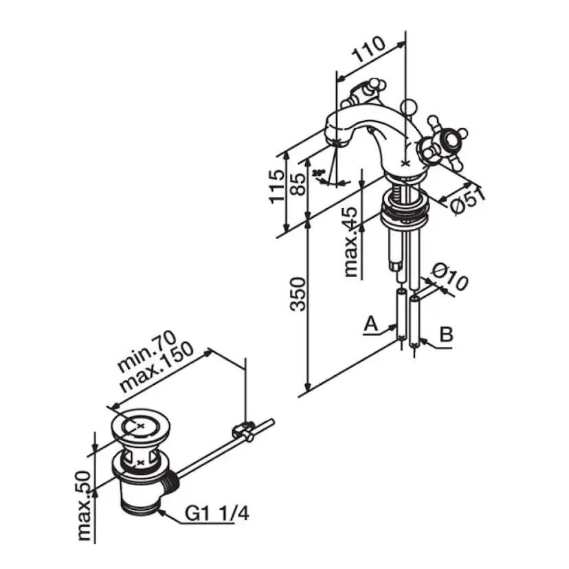 Tvättställsblandare Mariani Tradition TR392