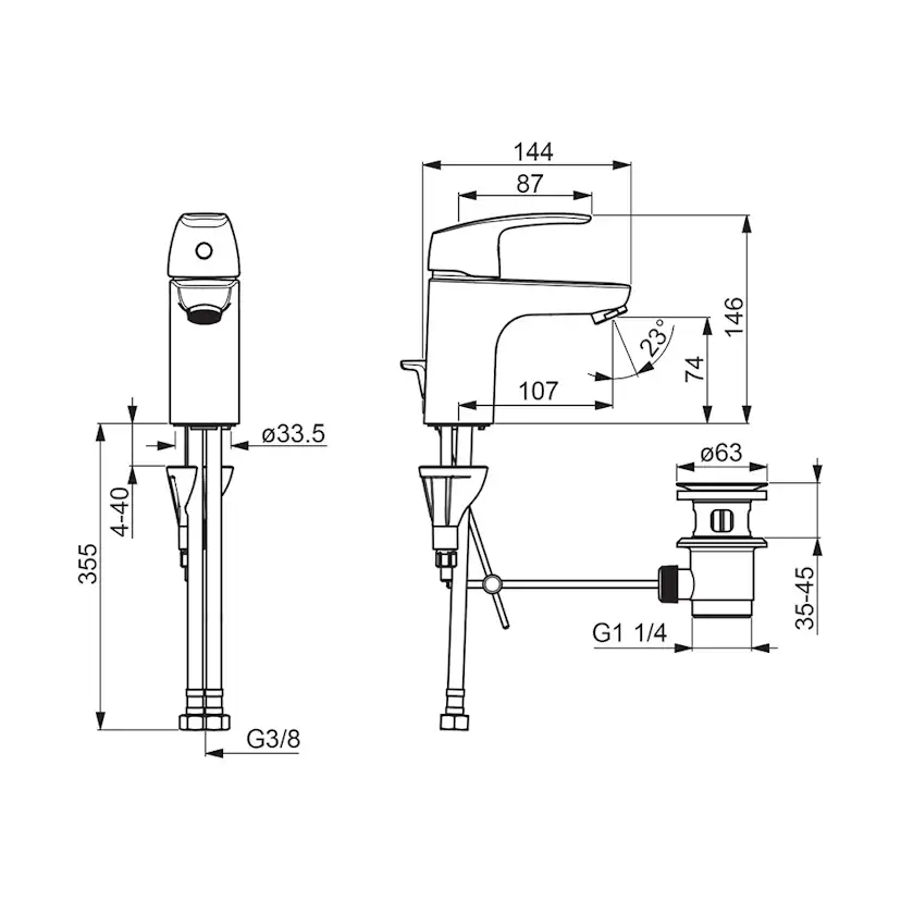 Tvättställsblandare Oras Safira 1004F med Lyftventil