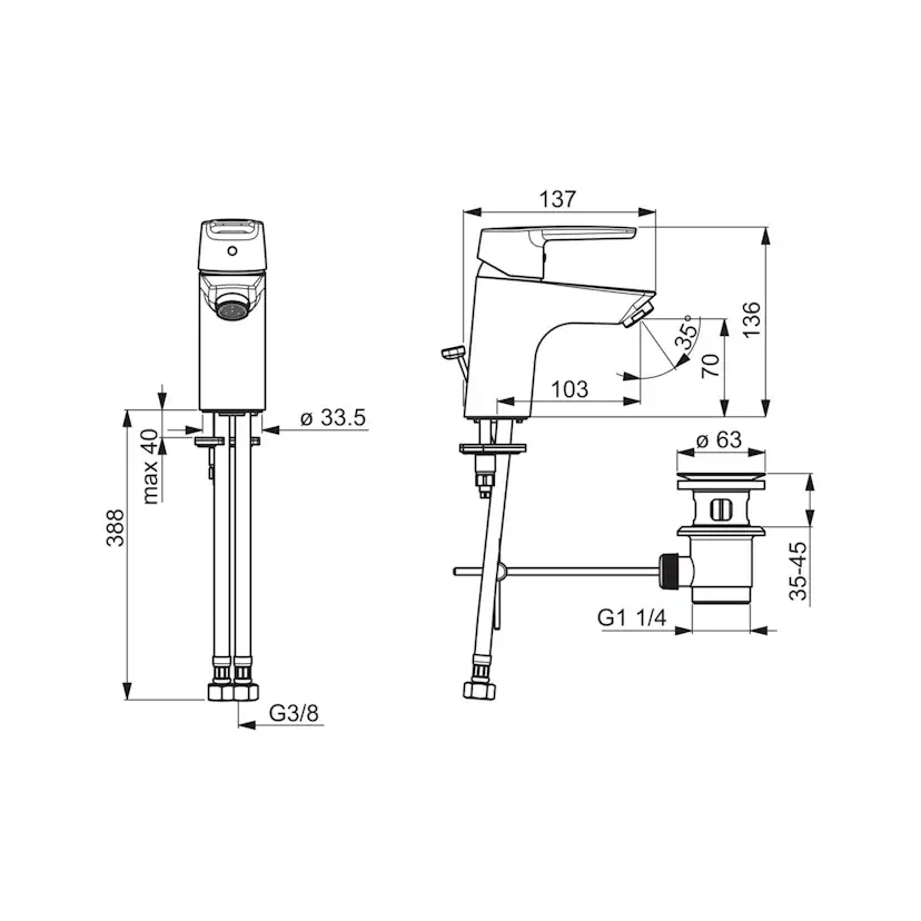 Tvättställsblandare Oras Saga 3904F med Lyftventil