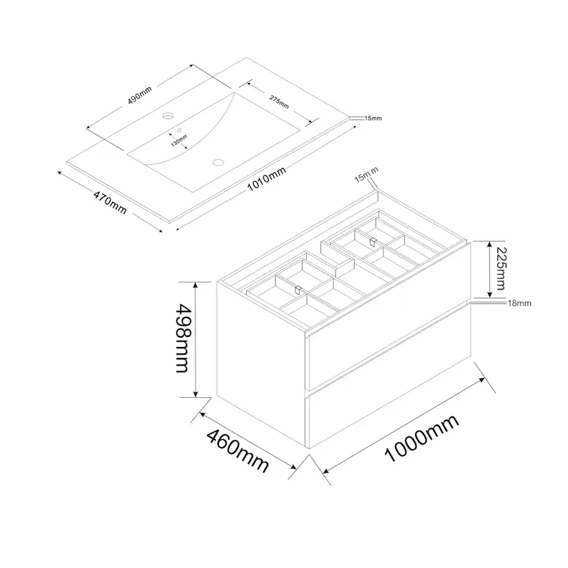 Tvättställsskåp Bathlife Eufori Svart