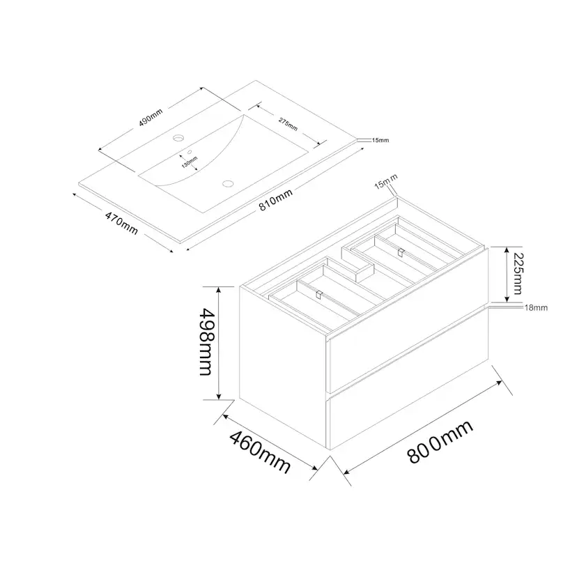 Tvättställsskåp Bathlife Eufori Svart