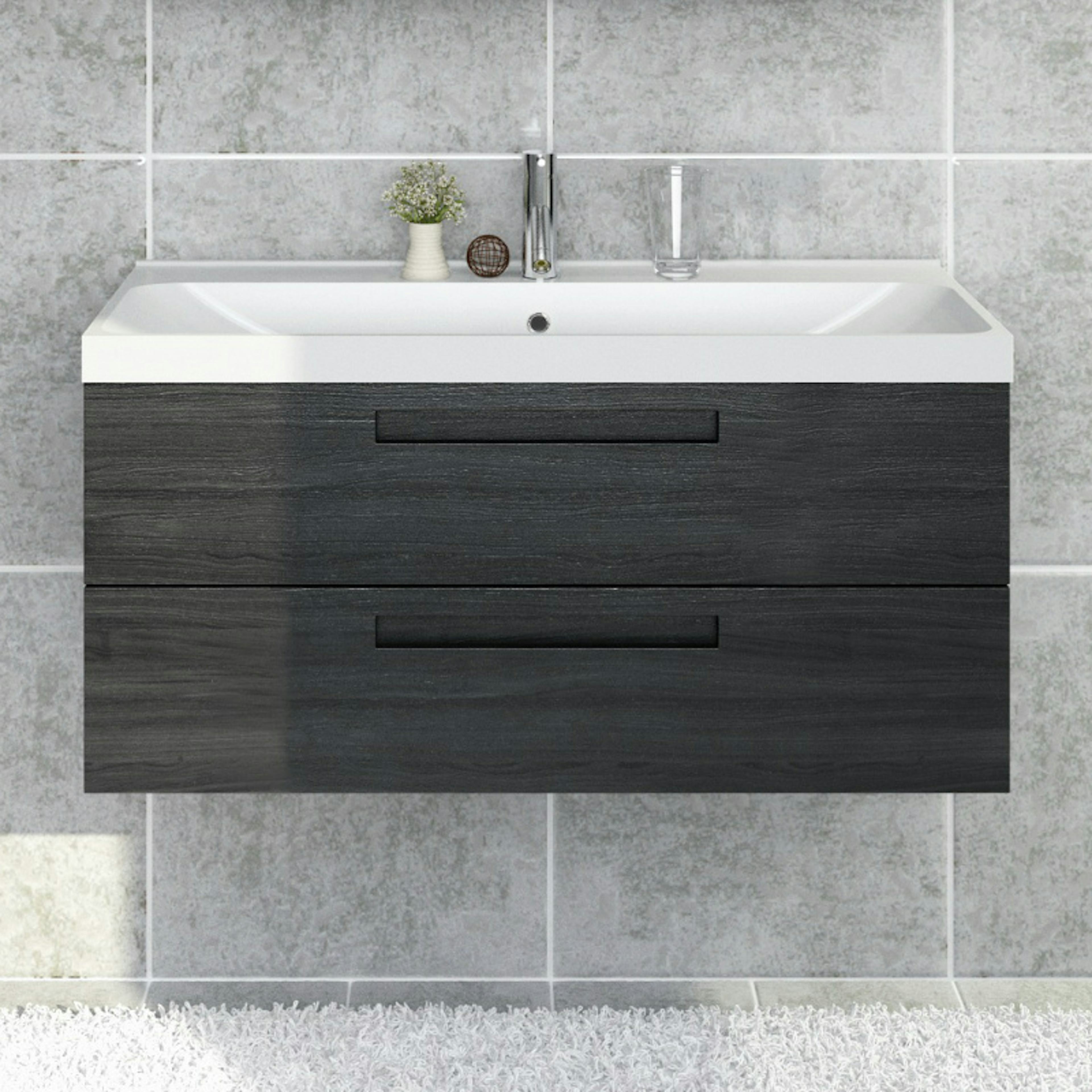 Tvättställsskåp Noro Relounge Svart Fanér