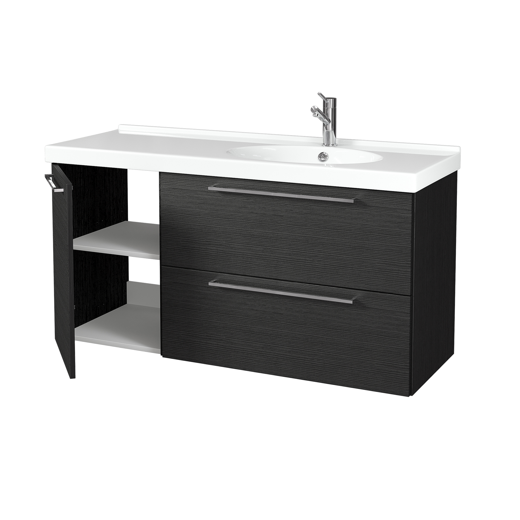 Tvättställsskåp Temal Trend med 2 Lådor och Sidoskåp med Hylla