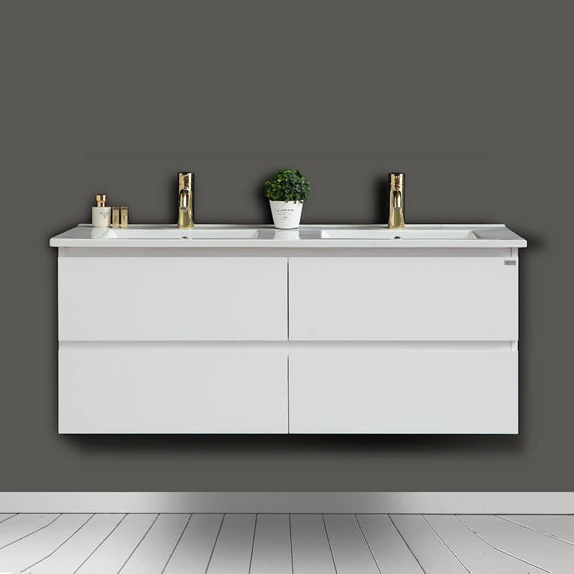 Tvättställsskåp 4AQUA Slim Med 4 Lådor & Grepplist