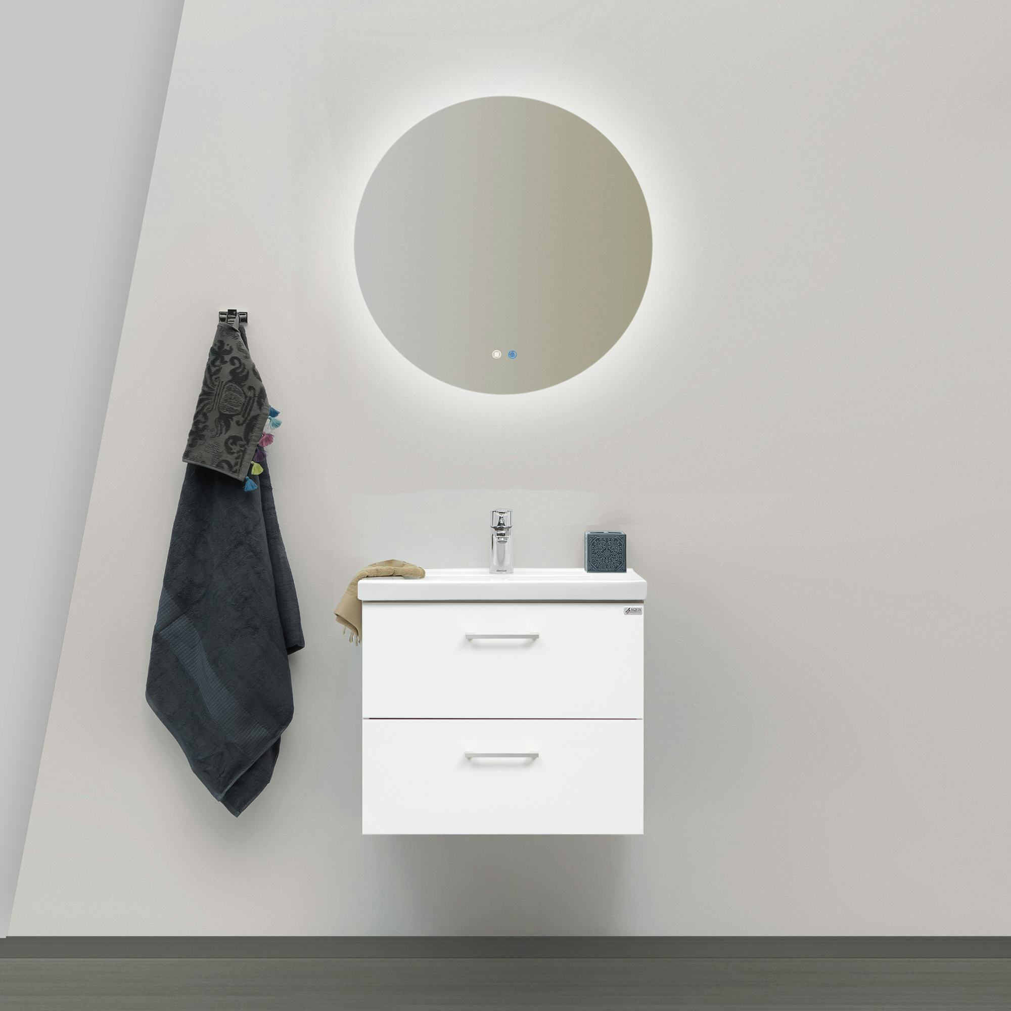 Möbelpaket 4AQUA Minimal med Tvättställ och Spegel Aura LED