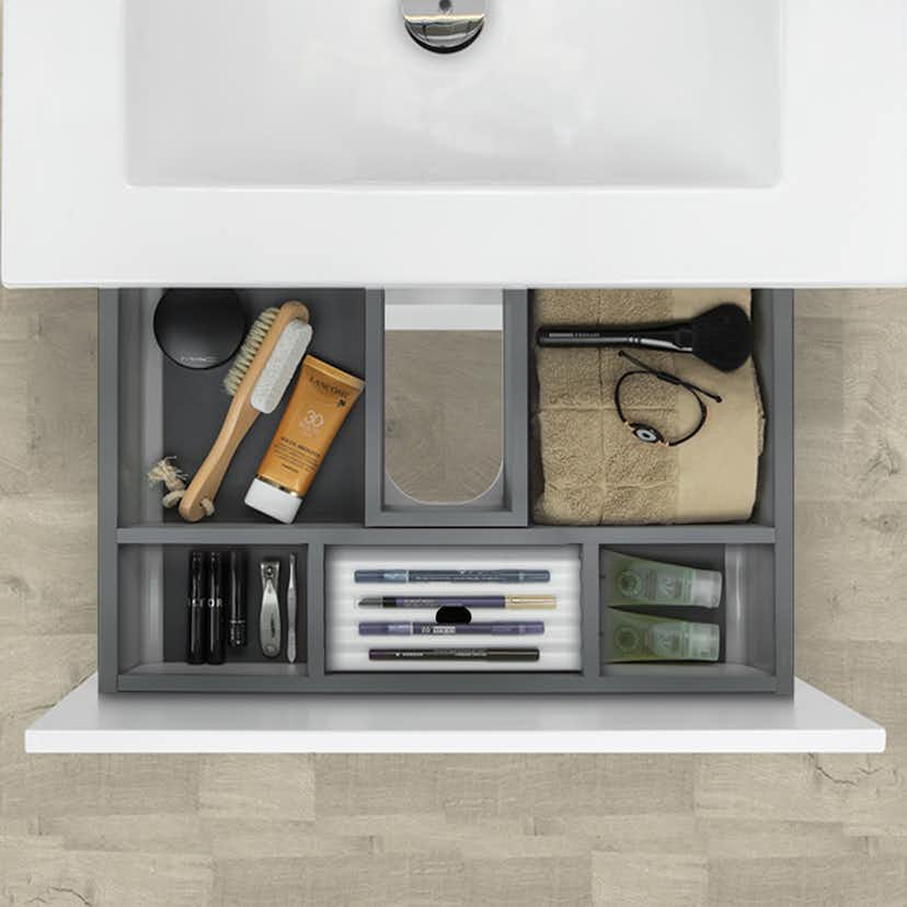 Möbelpaket 4AQUA Slim Vit 60 med Lådor och Spegelskåp