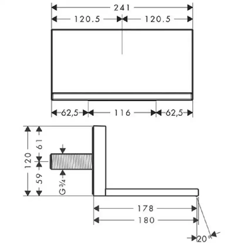 Utloppspip Axor ShowerCollection 240/120 för Inbyggnad