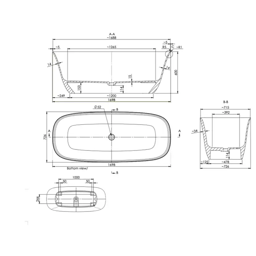 Badkar Strømberg Vadum 1700 mm