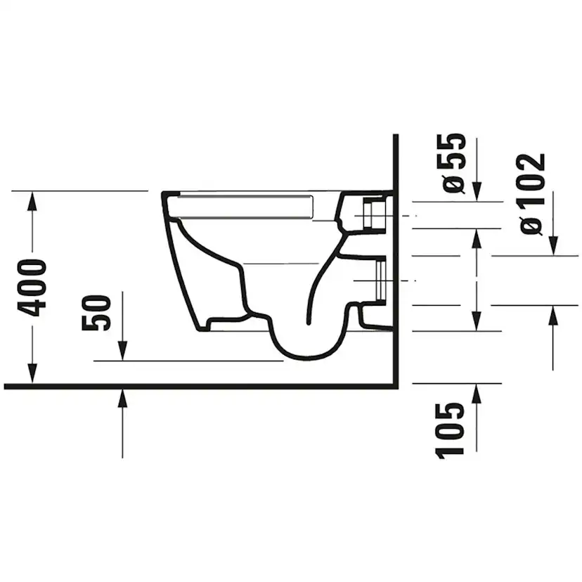 Vägghängd Toalettstol Duravit ME by Starck Rimless 253009 inkl Toalettsits