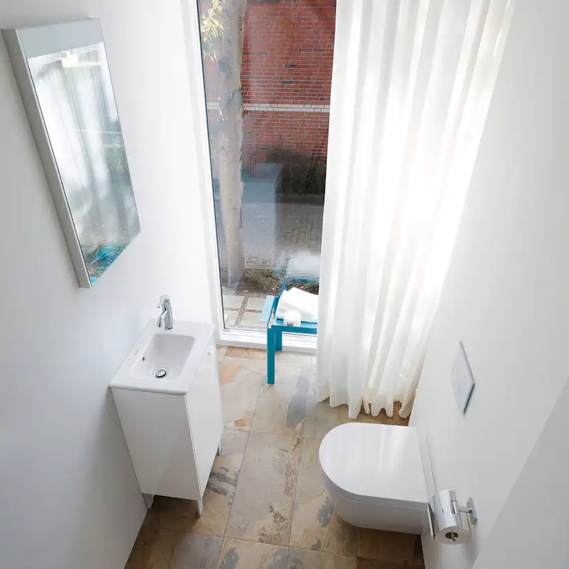 Vägghängd Toalettstol Duravit ME by Starck Rimless 253009 inkl Toalettsits