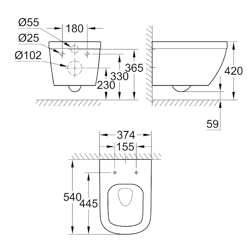 Vägghängd Toalettstol Grohe Euro Ceramic 39328