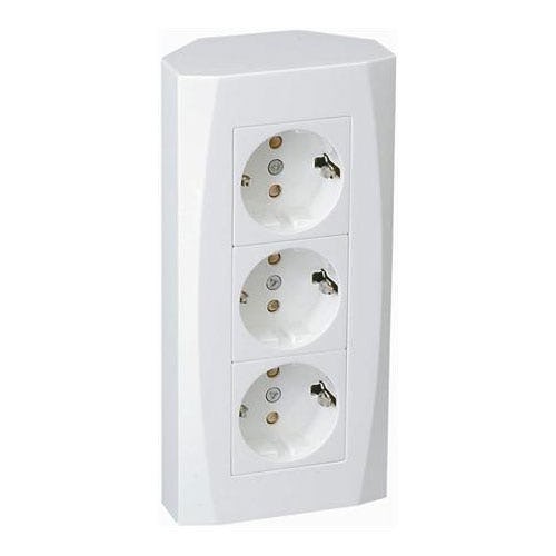 Vägguttag Malmbergs Nova Utanpåliggande 3-Vägs Hörndosa