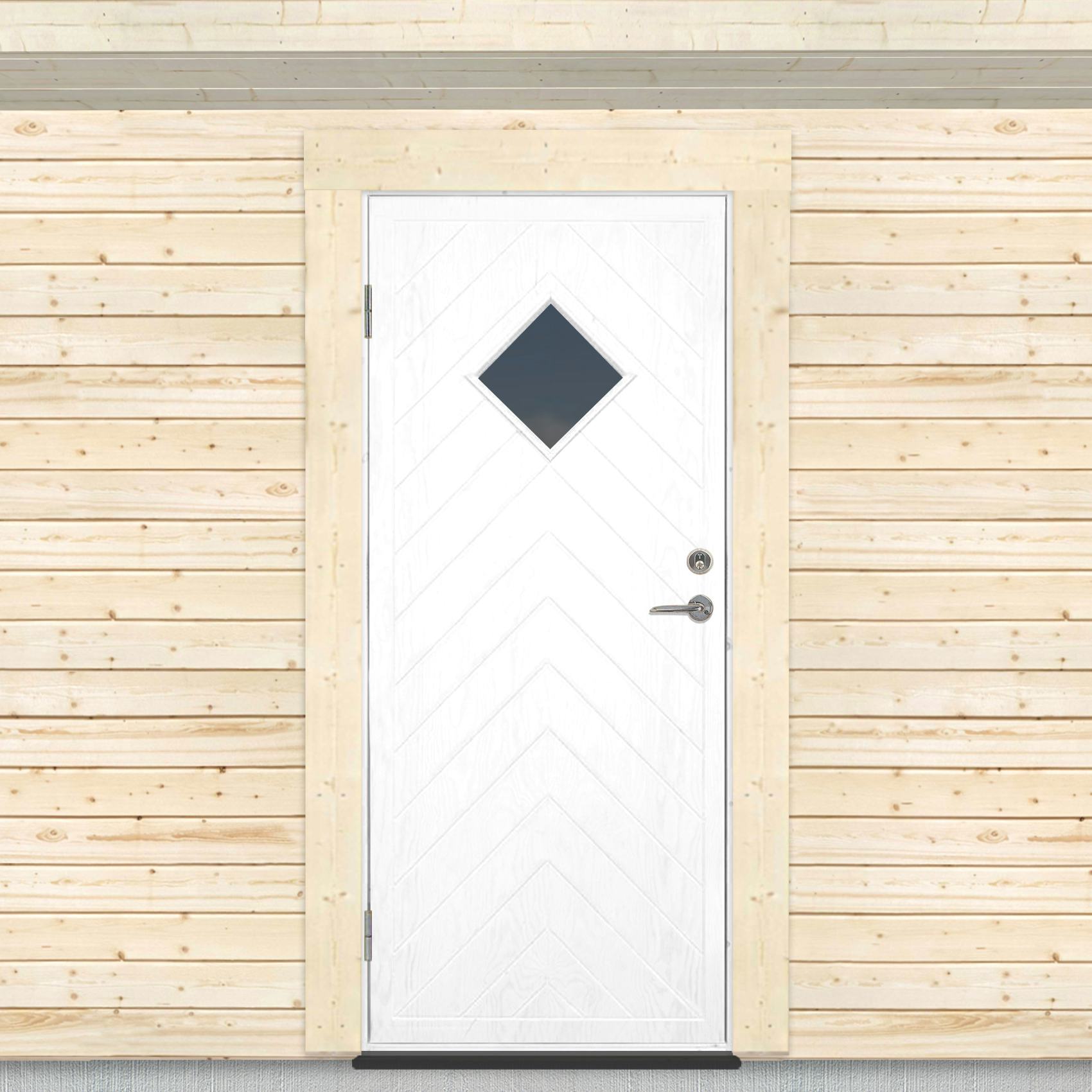 Varmförrådsdörr Sveadörren Fiskben Grundmålad