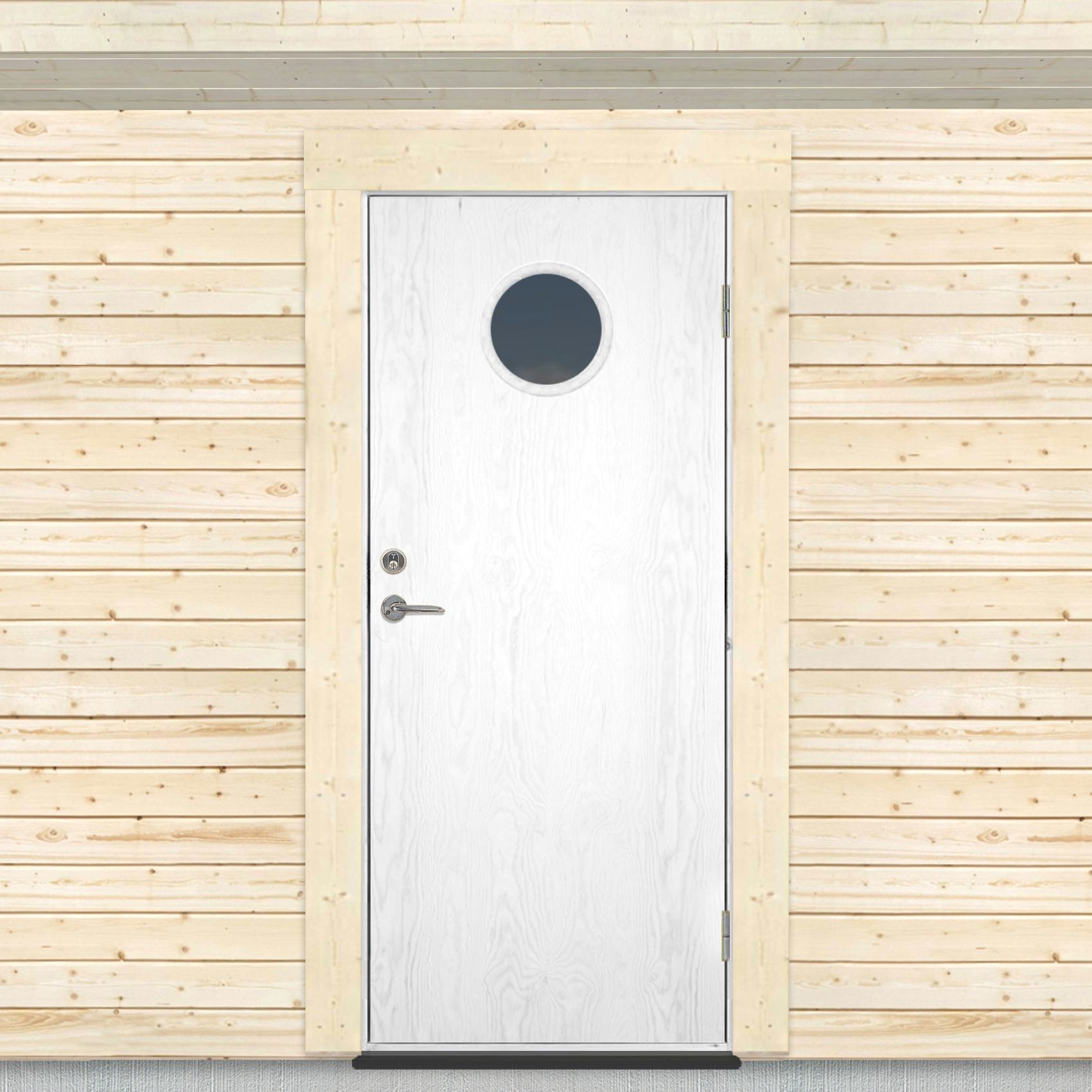 Varmförrådsdörr Sveadörren Runt Fönster Grundmålad