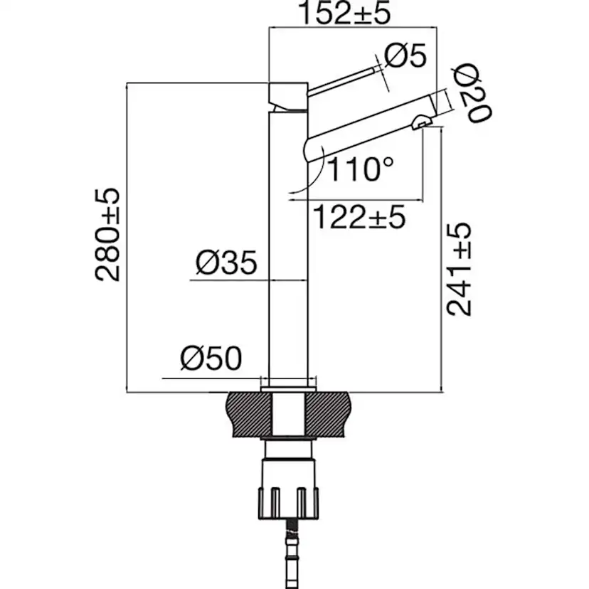 Tvättställsblandare Scandtap Steel Vector High
