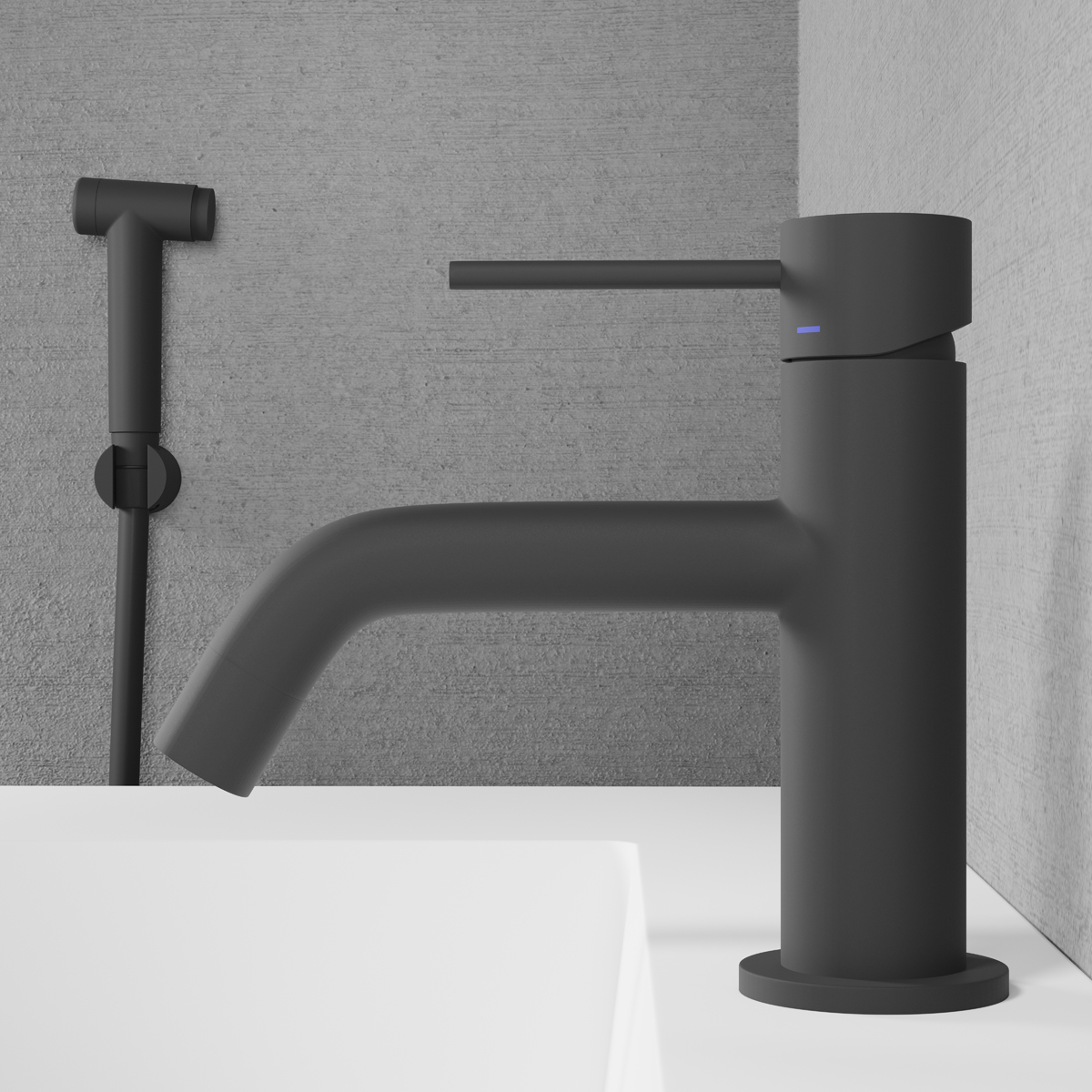 Tvättställsblandare Scandtap Steel Voyage med Sidodusch