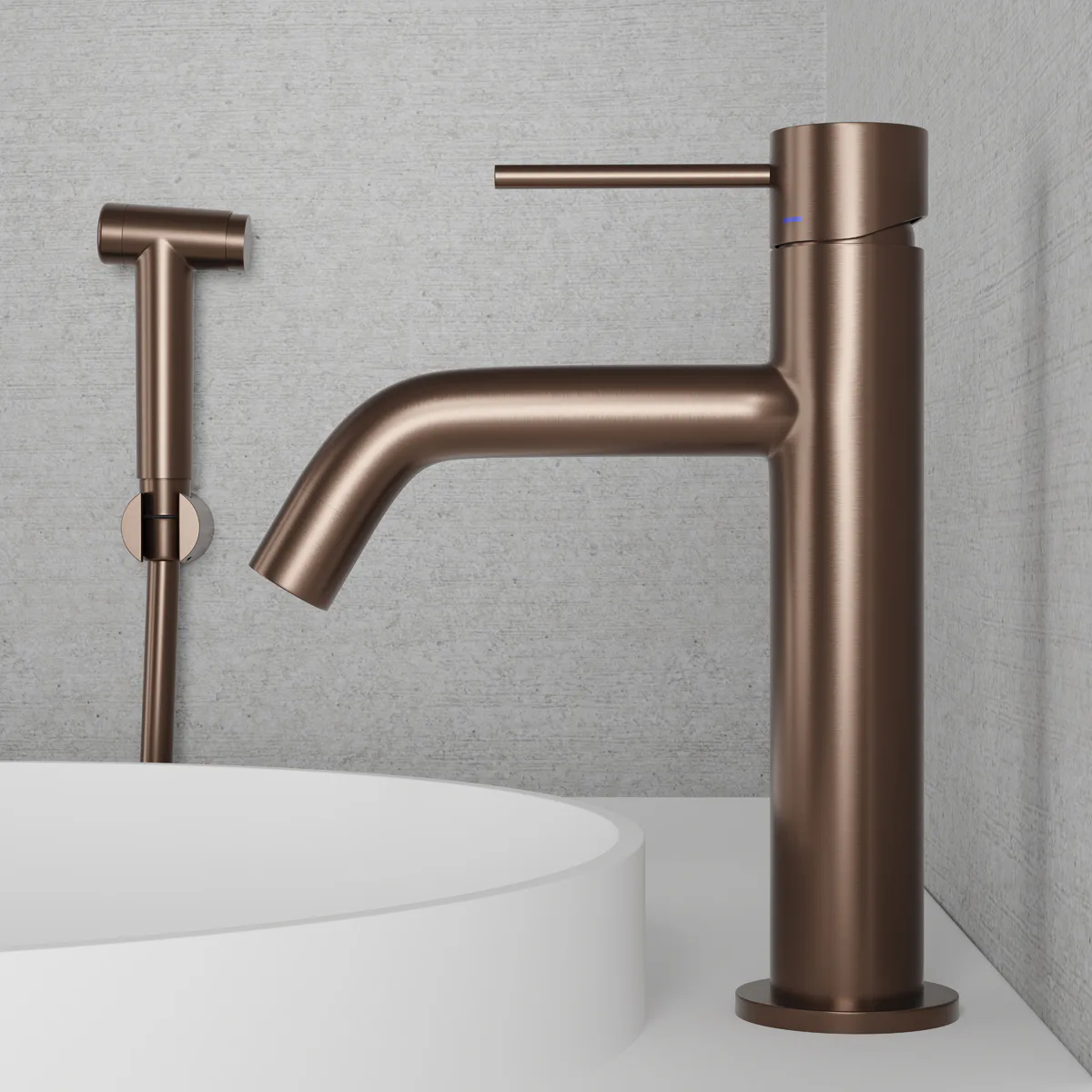 Tvättställsblandare Scandtap Steel Voyage Medium med Sidodusch