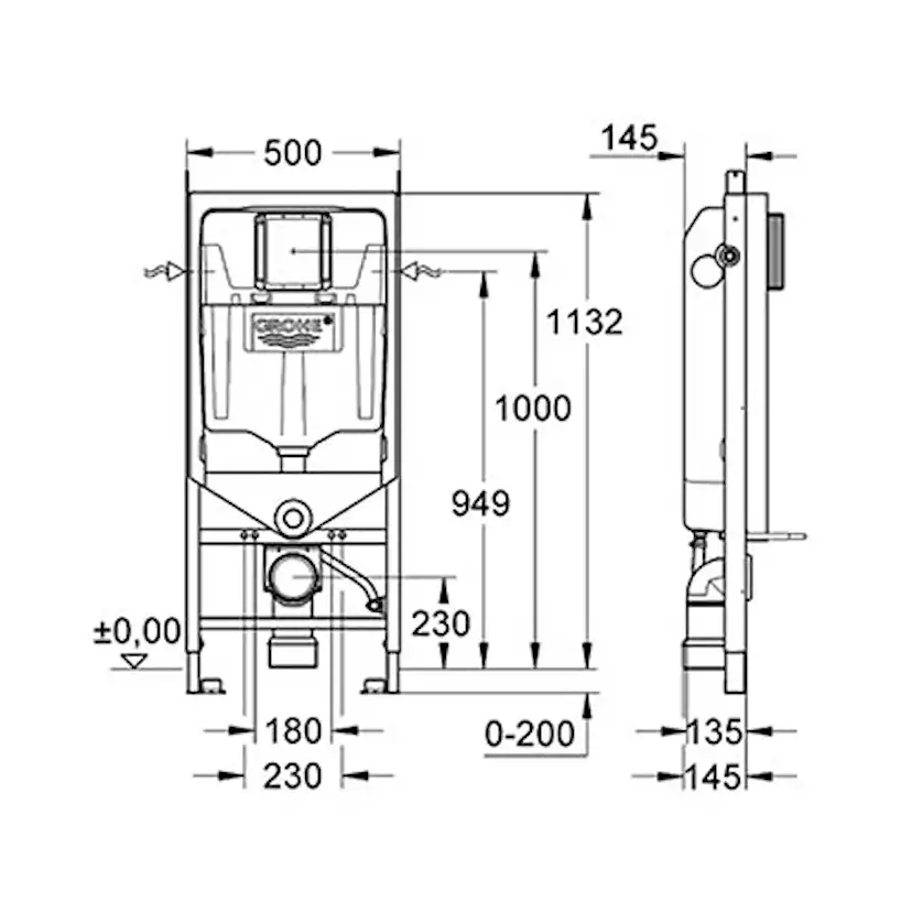 WC-fixtur Grohe Rapid SL 113 cm 39062000