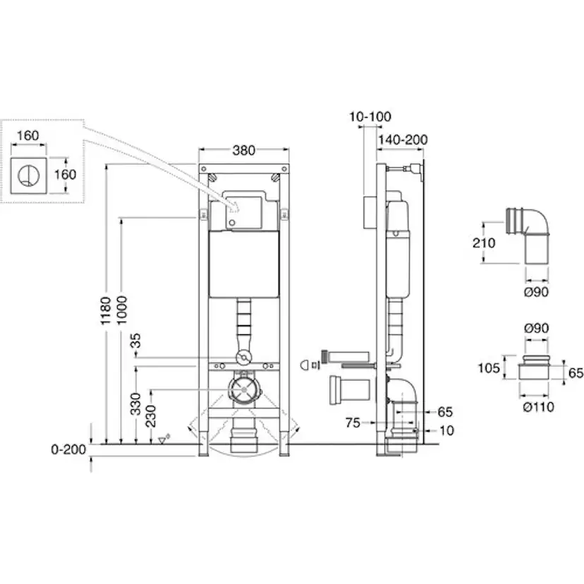 WC-fixtur Gustavsberg Triomont XS Mekanisk